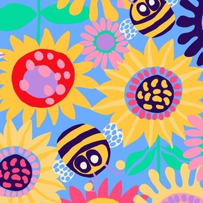 Sunflowers and Bees - Jumbo