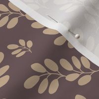 Funky Leaves ivory on a mauve background ( medium scale ).