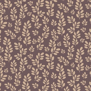 Funky Leaves ivory on a mauve background ( medium scale ).