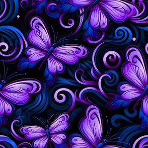 Butterfly Swirls Purple Blue