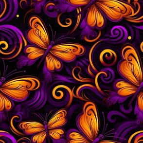 Butterfly Swirls Purple Orange