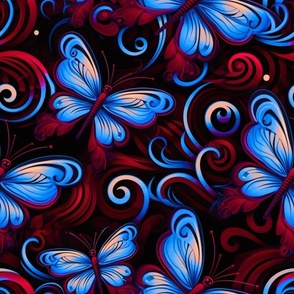 Butterfly Swirls Red Blue