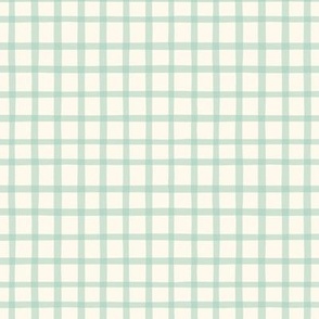 Hand drawn plaid - seafoam on cream