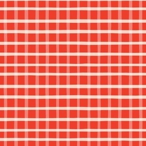 Hand drawn plaid - red and cream