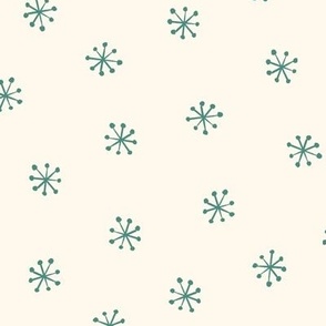 Hand-drawn Snowflakes - Sage Green on Cream