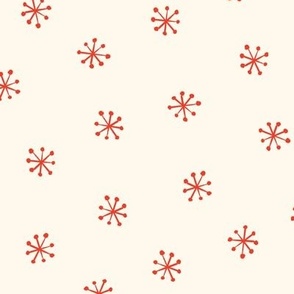 Hand-drawn Snowflakes - Red on Cream