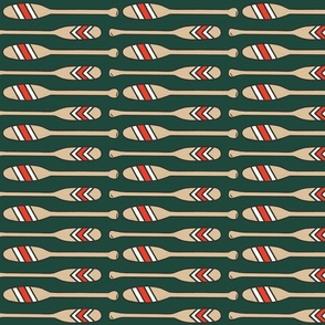 Rustic Oars - Dark Green and Red