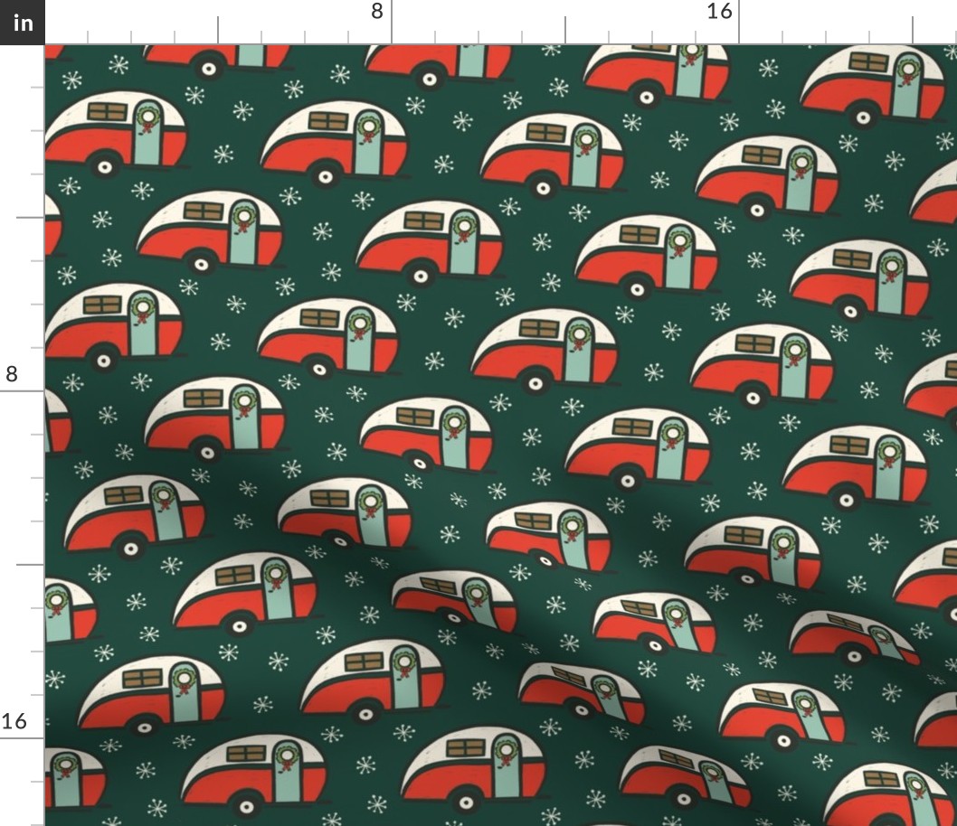 Retro Camper - Red and Green