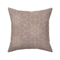 Geometric folk floral winter snowflake for Christmas - pearl cream on soft pink taupe - medium