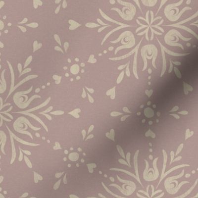 Geometric folk floral winter snowflake for Christmas - pearl cream on soft pink taupe - medium