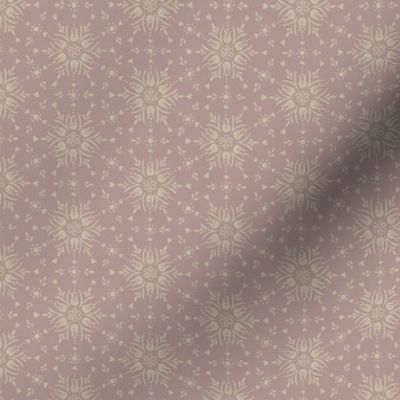 Geometric folk floral winter snowflake for Christmas - pearl cream on soft pink taupe - mini