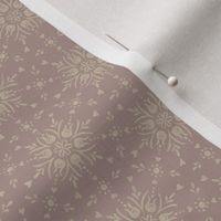 Geometric folk floral winter snowflake for Christmas - pearl cream on soft pink taupe - mini