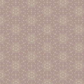Geometric folk floral winter snowflake for Christmas - pearl cream on soft pink taupe - mini