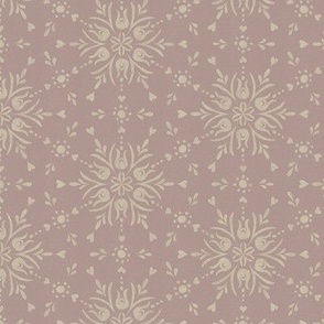 Geometric folk floral winter snowflake for Christmas - pearl cream on soft pink taupe - small