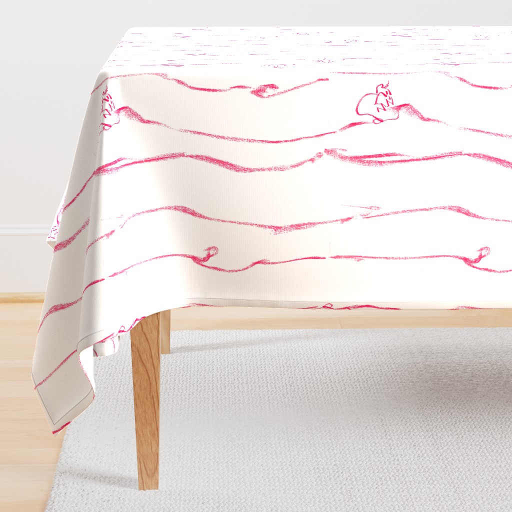 Vival Magenta Floral Stripe on White