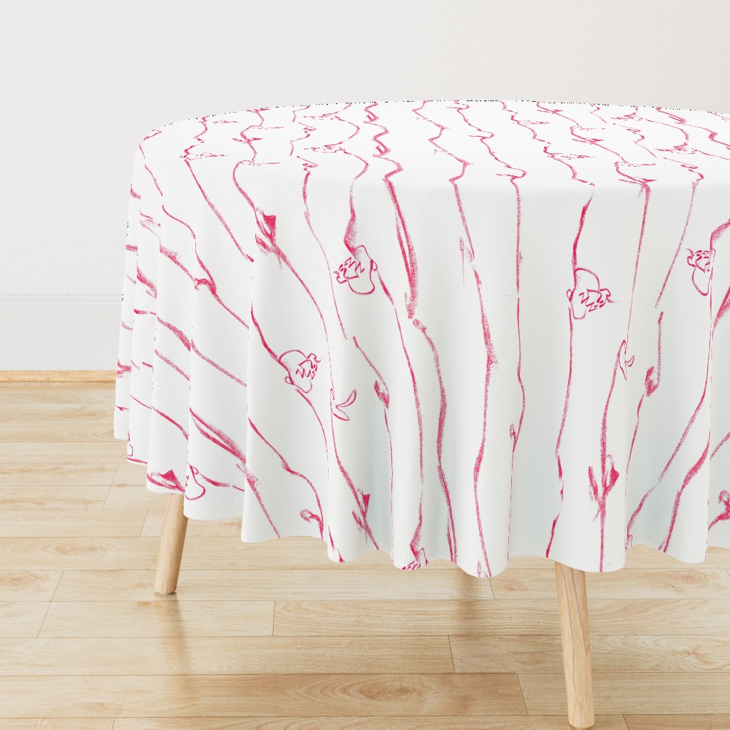 Vival Magenta Floral Stripe on White