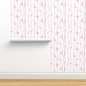 Vival Magenta Floral Stripe on White