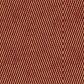 Thin diagonal stripes in zigzag for Christmas - gingerbread gold and burgundy - medium