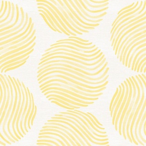 Yellow textured wavy circles for bedding, home decor and wallpaper