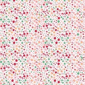 404 - Small ditsy  scale Watercolor polka dots in green, blush, berry pink and apricot, organic wonky shapes for kinds, baby, nursery, party apparel, confetti crafts and dopamine feminine girly decor and accessories, patchwork and quilting