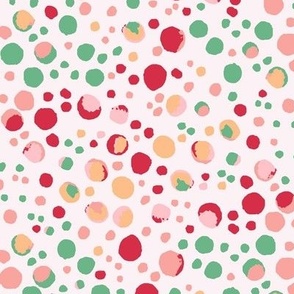 404 - Medium  scale Watercolor polka dots in green, blush, berry pink and apricot, organic wonky shapes for kinds, baby, nursery, party apparel, confetti crafts and dopamine feminine girly decor, wallpaper, pillows, bed linen 