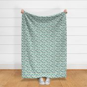 Textured Teal Whales | Light striped background