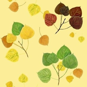 Aspen Leaves Turning - Full Color on Light Yellow