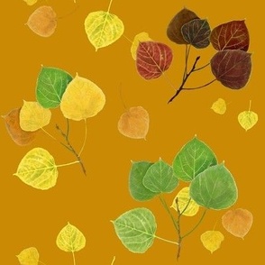 Aspen Leaves Turning - Full Color on Butterscotch