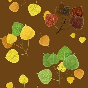 Aspen Leaves Turning - Full Color on Brown