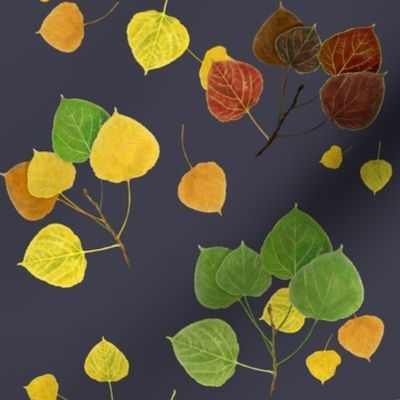 Aspen Leaves Turning - Full Color on Purple Steel