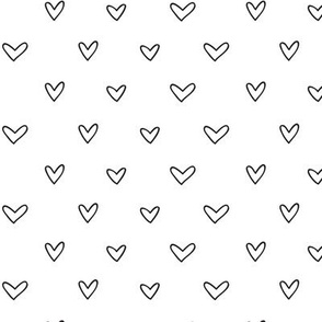 Cute Hand Drawn Hearts in Black and White