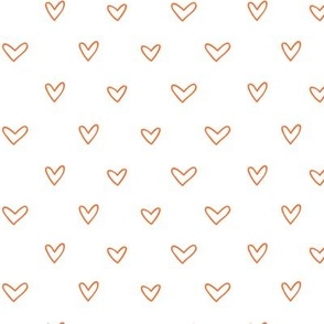 Cute Hand Drawn Hearts Coordinating Ditsy Blender Print in White and Coral Red