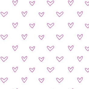 Cute Hand Drawn Hearts  in Barbie Pink and White