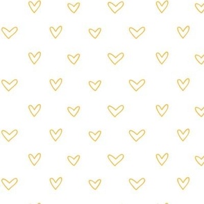 Cute Hand Drawn Hearts in Yellow Gold and White 