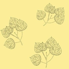 Aspen Leaves Turning - Line Art on Yellow