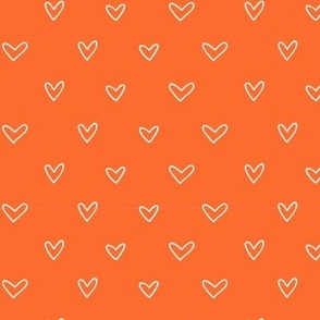 Cute Hand Drawn Hearts Coordinating Ditsy Blender Print in Coral Red and White