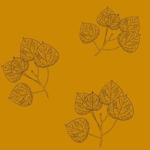 Aspen Leaves Turning - Line Art on Butterscotch