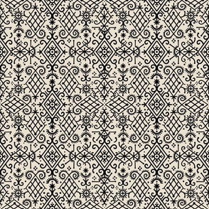 Tribal Aztec Geometric Design in Tan and Black muted tones - SMALL size
