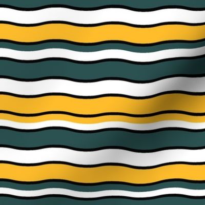 Large Scale Team Spirit Football Wavy Stripes in Green Bay Packers Colors Forest Green and Cheese Yellow Gold (1)