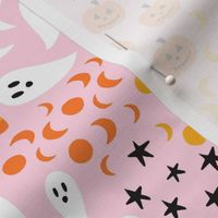 Pink Patchwork Halloween - Cute Pattern - Halloween Theme - Ghosts Bats - Candy Corn - Pumpkin Pattern - Spooky Pattern