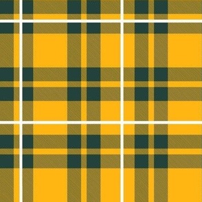 Bigger Scale Team Spirit Football Plaid in Green Bay Packers Colors Cheese Yellow Gold and Forest Green