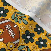 Medium Scale Team Spirit Football Floral in Green Bay Packers Colors Cheese Yellow Gold and Forest Green