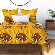 18x18 Panel Team Spirit Football and Stars in Green Bay Packers Colors Cheese Yellow Gold and Forest Green for DIY Throw Pillow Cushion Cover or Tote Bag
