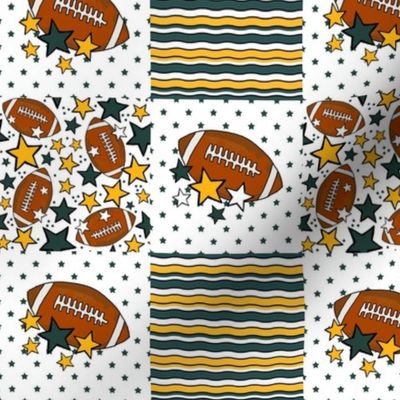 Smaller Patchwork 3" Squares Team Spirit Football Green Bay Packers Colors Cheese Yellow Gold and Forest Green for Cheater Quilt or Blanket