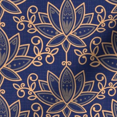 blue and gold lotus flower