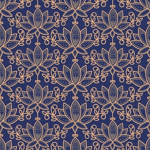 blue and gold lotus flower