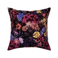 Nostalgic Dark Midnight Flower Garden - Dahlias - Asters Carnation All Kind of Fall Flowers - black moonlight