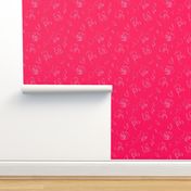 Hot pink floral white line drawing