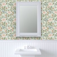 Victorian Floral  Pastel - Large - Aqua