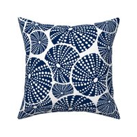 Bed Of Urchins - Nautical Sea Urchins - White Navy Blue Large